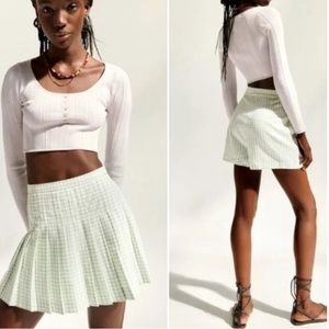 Zara Box Pleated Light Green Pleated Skort